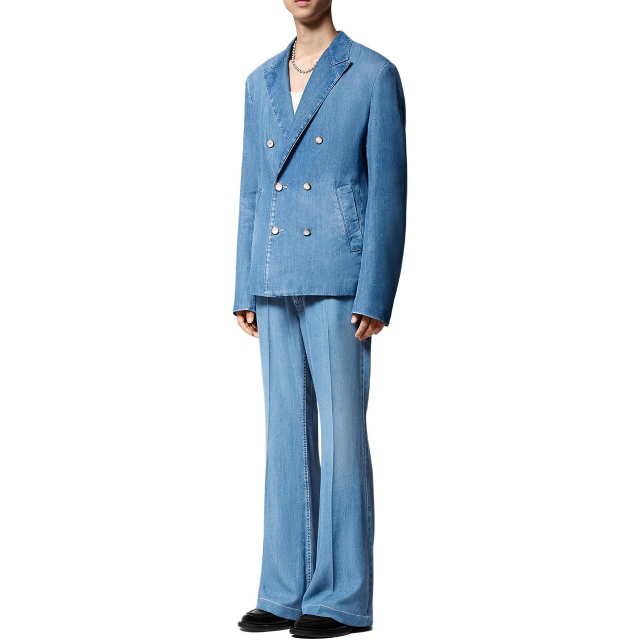 LOUIS VUITTON Double-Breasted Tailored Chambray Jacket