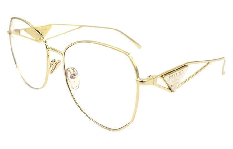 PRADA Metal Irregular Shape Eyeglass Frames Women's Gold