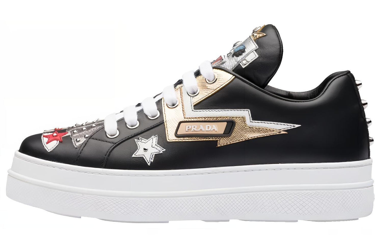 PRADA Low Top Stylish Skateboarding Shoes Women's Black