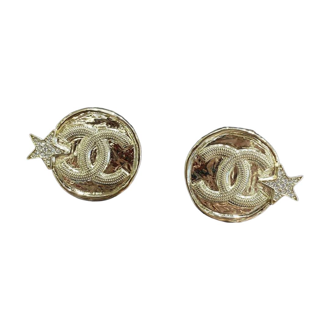 CHANEL Stud Earrings Women's Gold