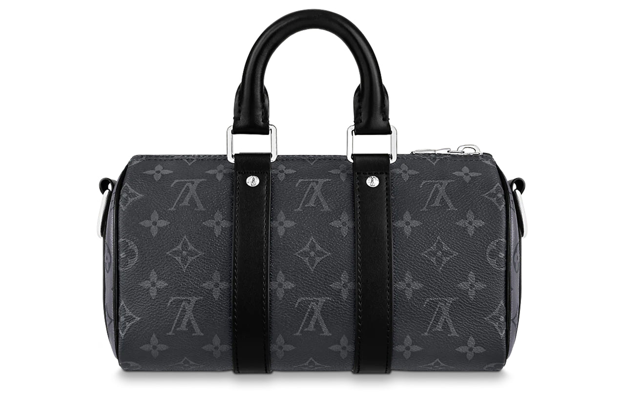 LOUIS VUITTON Keepall Coated Canvas With Leather Trim Handbag Shoulder Bag Crossbody Bag Regular Men's Black/Gray