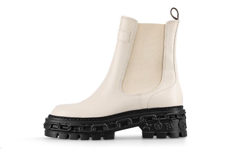 LOUIS VUITTON LV Record Short Chelsea Boots Women's White