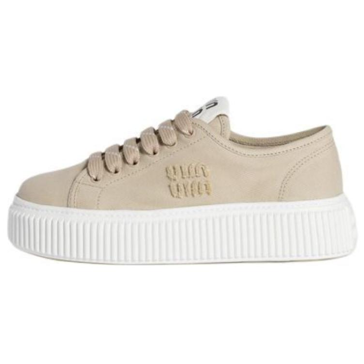 MIU MIU Low Top Skateboard Shoes Women's Beige Yellow
