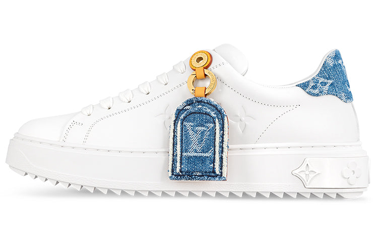 LOUIS VUITTON Time Out Low-Top Skateboard Shoes Women's White Blue