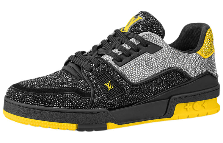LOUIS VUITTON Lv Trainers 'Black Grey Yellow Crystals'