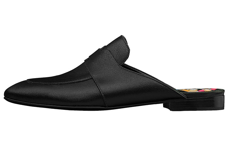 HERMES Catena Mules Closed-Toe Slippers Women's Black