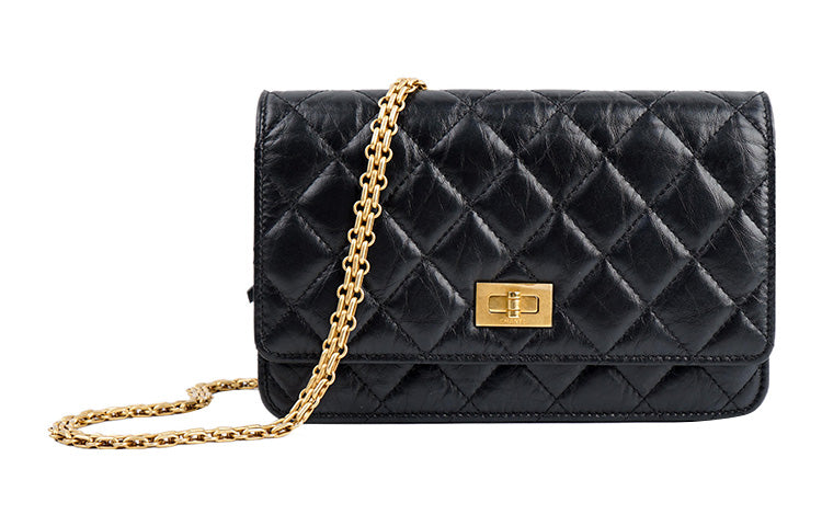 CHANEL 2.55WOC Leather Shoulder Bag Women's Black
