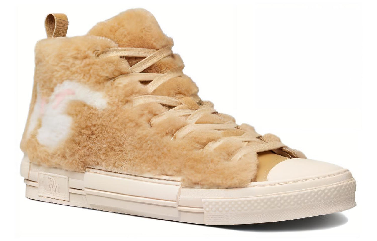 DIOR B23 High Top Erl Beige Shearling With Rabbit Motif