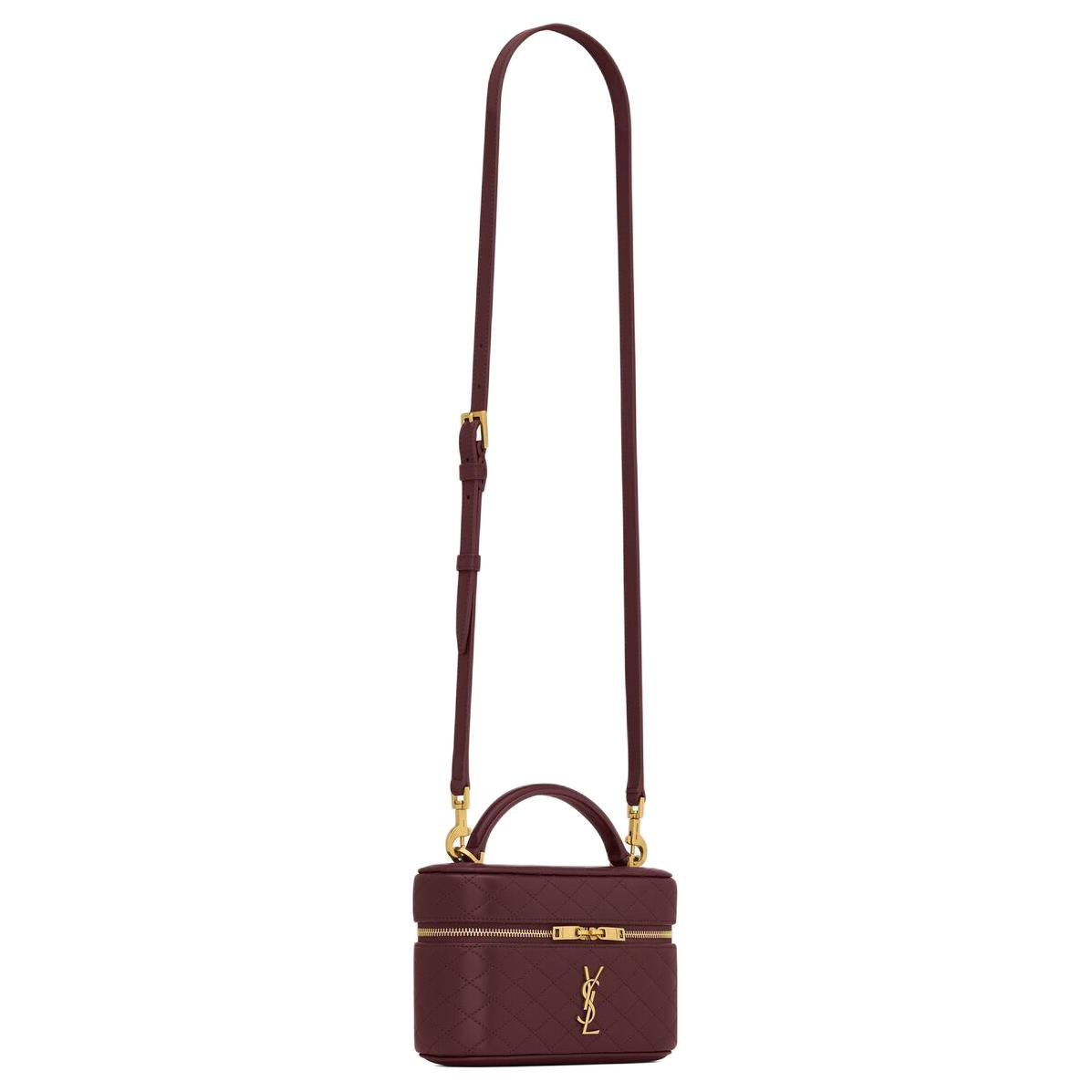 SAINT LAURENT Lambskin Portable Crossbody Bag, Shoulder Bag Women's Cabernet Sauvignon Red