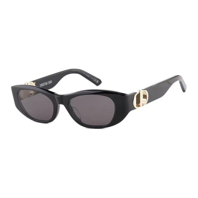 DIOR Plate Frame Oval Sunglasses Women's Black