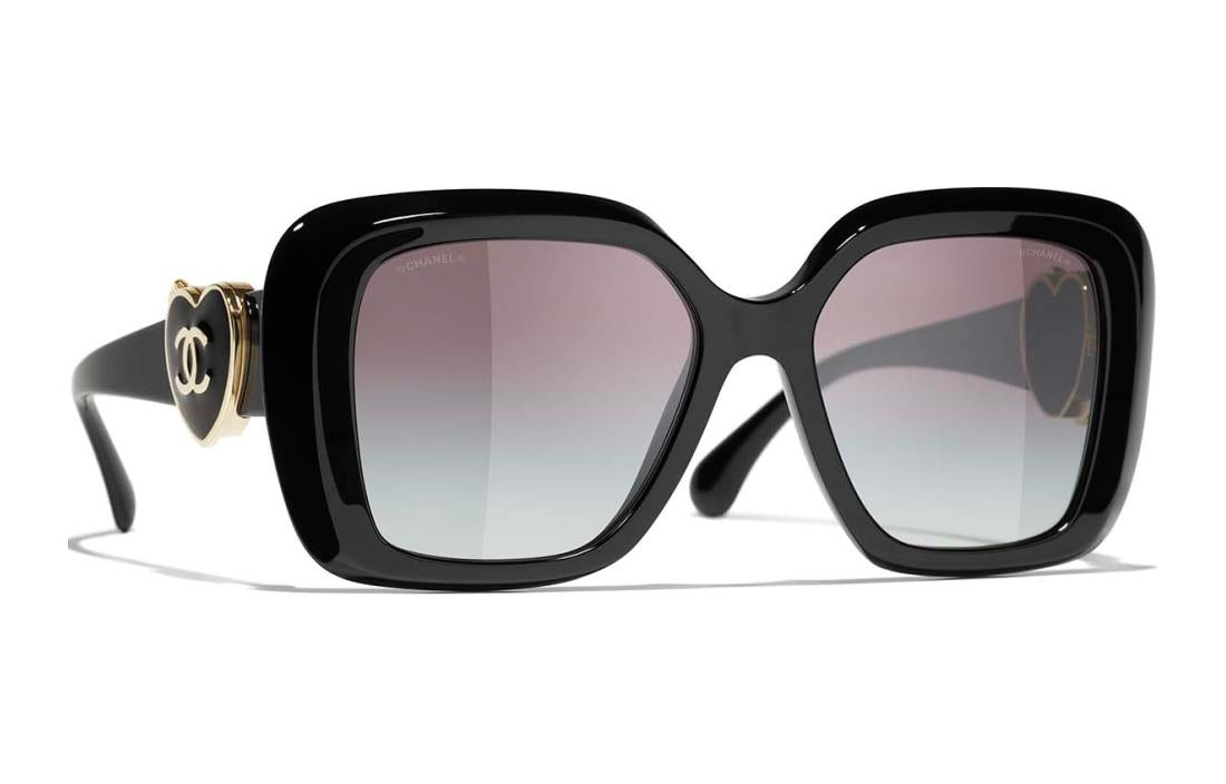 CHANEL Square Sunglasses Women's Black