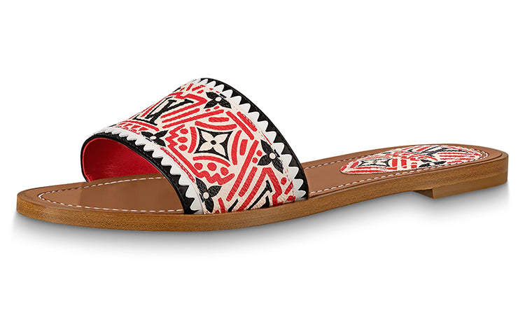 LOUIS VUITTON Rubber Sole Slide Slippers Women's Brown Red