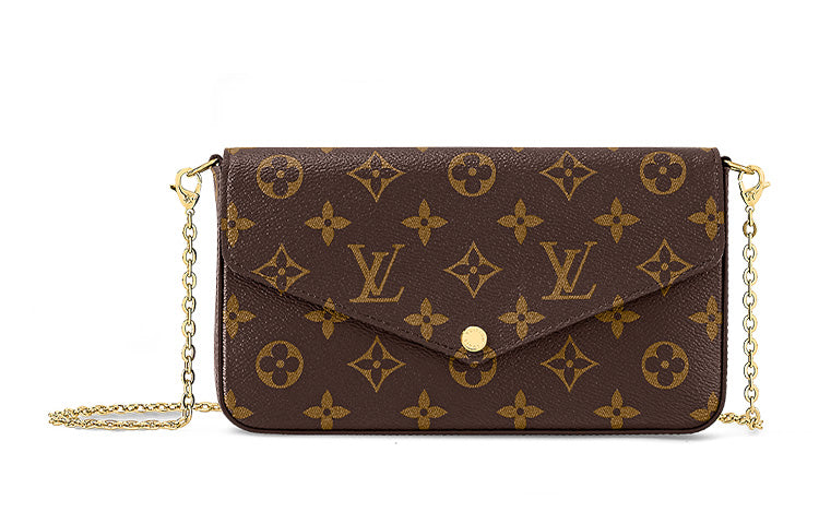 LOUIS VUITTON Pochette Felicie Coated Canvas With Cow Leather Chain Bag, Crossbody Bag, Shoulder Bag Women's