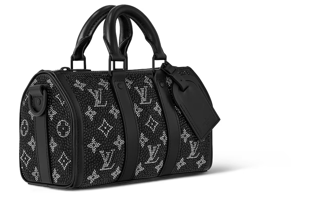 LOUIS VUITTON Keepall Cow Leather Travel Bags Shoulder Bag Crossbody Bag Handbag Men's Black