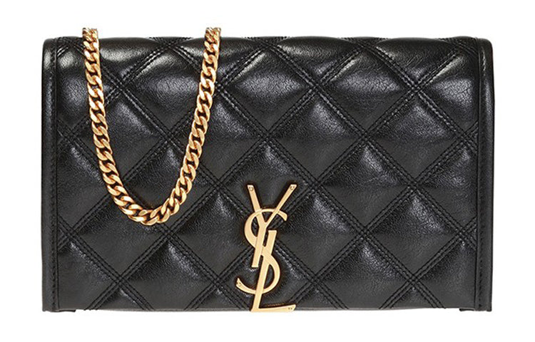 SAINT LAURENT Lambskin Wallet, Crossbody Bag, Shoulder Bag Women's Black