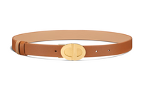 DIOR Double Sided Emblem Letter Decoration, Smooth Buckle Leather Belts Women's Brown Width 2.2CM