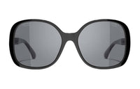 CHANEL Acetate Calfskin Irregular Shape Sunglasses Women's Black