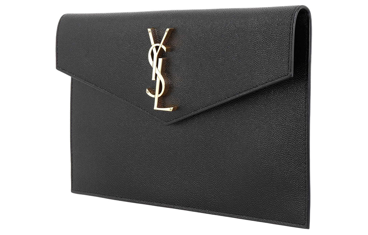 SAINT LAURENT Uptown Pouch Grain De Poudre Embossed Black