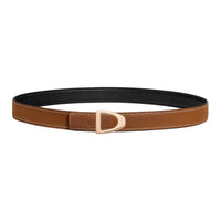 HERMES Calfskin Leather Belts Women's Black/Gold Width 2.4CM