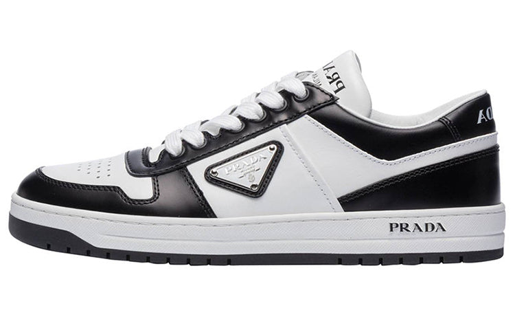 PRADA Downtown Leather Sneakers 'White Black ' Women's