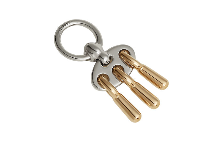 HERMES Silk Scarf Clip Unisex Silver