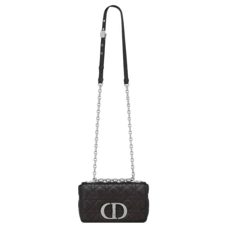 DIOR Soft Cannage Calfskin With Leather Crossbody Bag, Shoulder Bag Women's Black