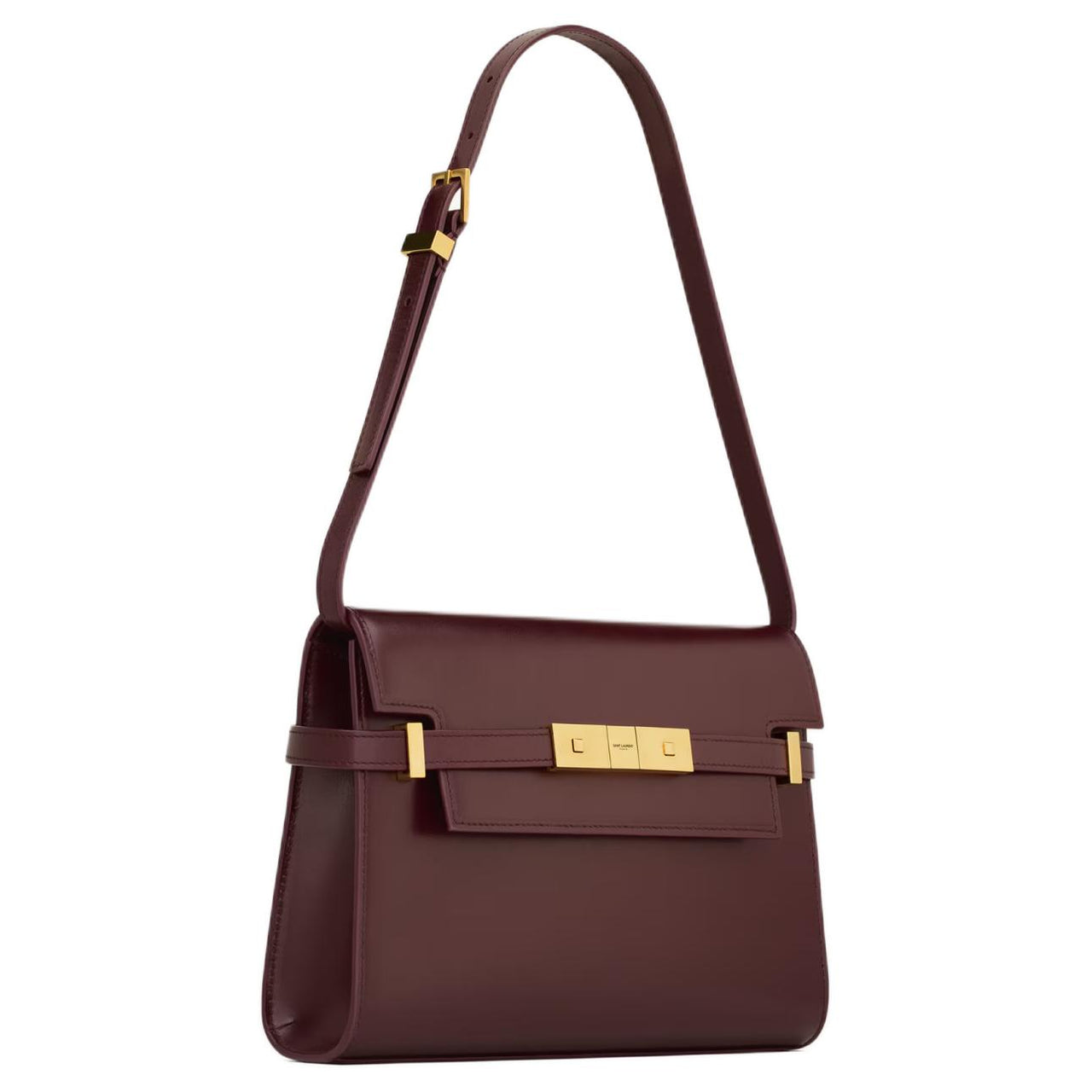 SAINT LAURENT MANHATTAN Calfskin Handbag, Shoulder Bag Trumpets Women's Red Brown