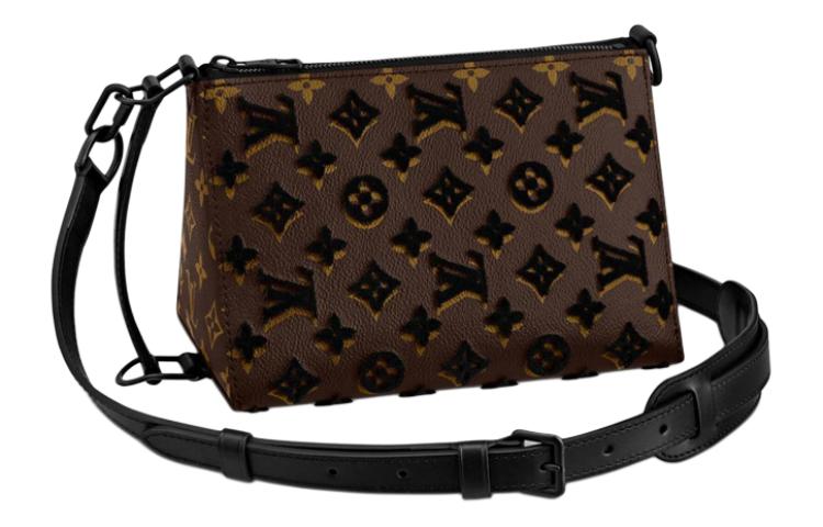 LOUIS VUITTON Triangle Messenger Monogram Tuffetage Black