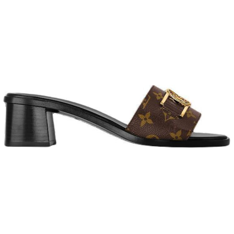 LOUIS VUITTON Lock It Slide Slippers Women's Brown