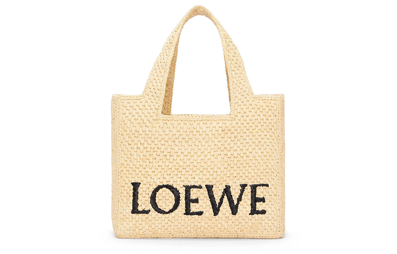 LOEWE Font Tote Raffia Fiber Handbag Trumpets Women's Natural