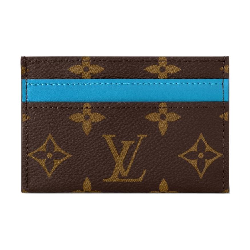 LOUIS VUITTON Leather Card Holder Regular Unisex Blue & Brown