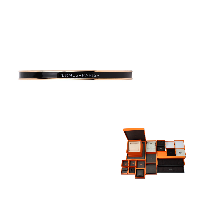 HERMES Enamel Bangles Unisex Rose Gold