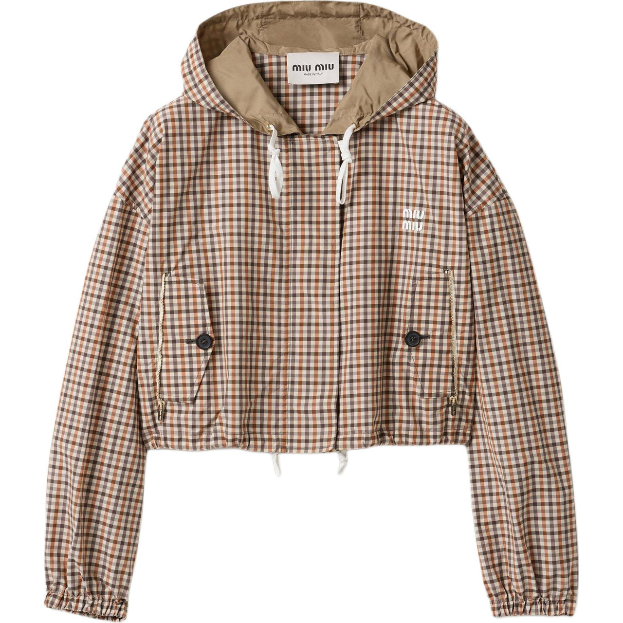 MIU MIU Vichy-Check Drawstring Jacket
