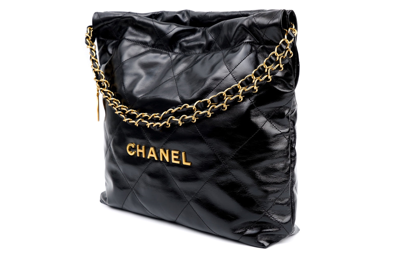 CHANEL 22Bag Small Handbag Shoulder Bag Shiny Calfskin Black