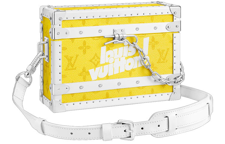 LOUIS VUITTON Canvas With Leather Small Hard Case Handheld Crossbody Bag Unisex Yellow