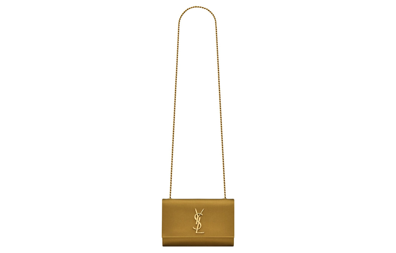 SAINT LAURENT KATE Satin Crossbody Bag, Shoulder Bag Women's Jungle Color