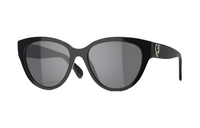 CHANEL Plate Frame Cat Eye Sunglasses Women's Black