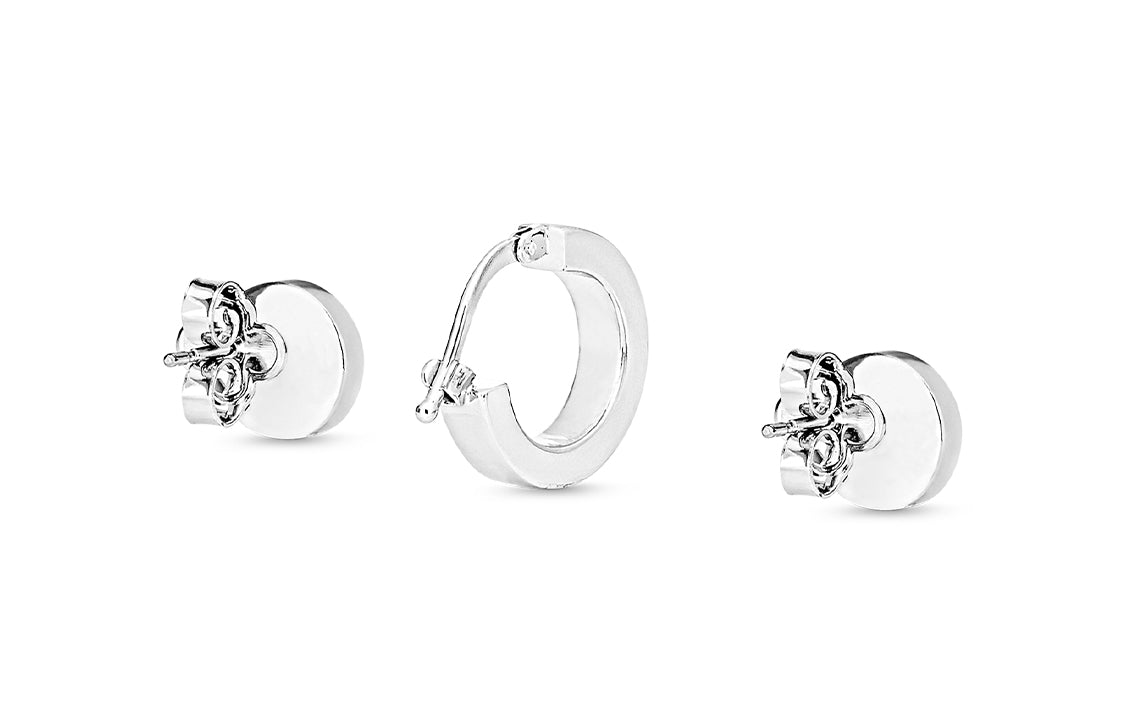 LOUIS VUITTON Monogram Play Earrings Unisex Silver