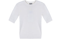 CHANEL Solid Color Crew Neck Straight Fit Short Sleeved Shirt T Shirt Women's White
