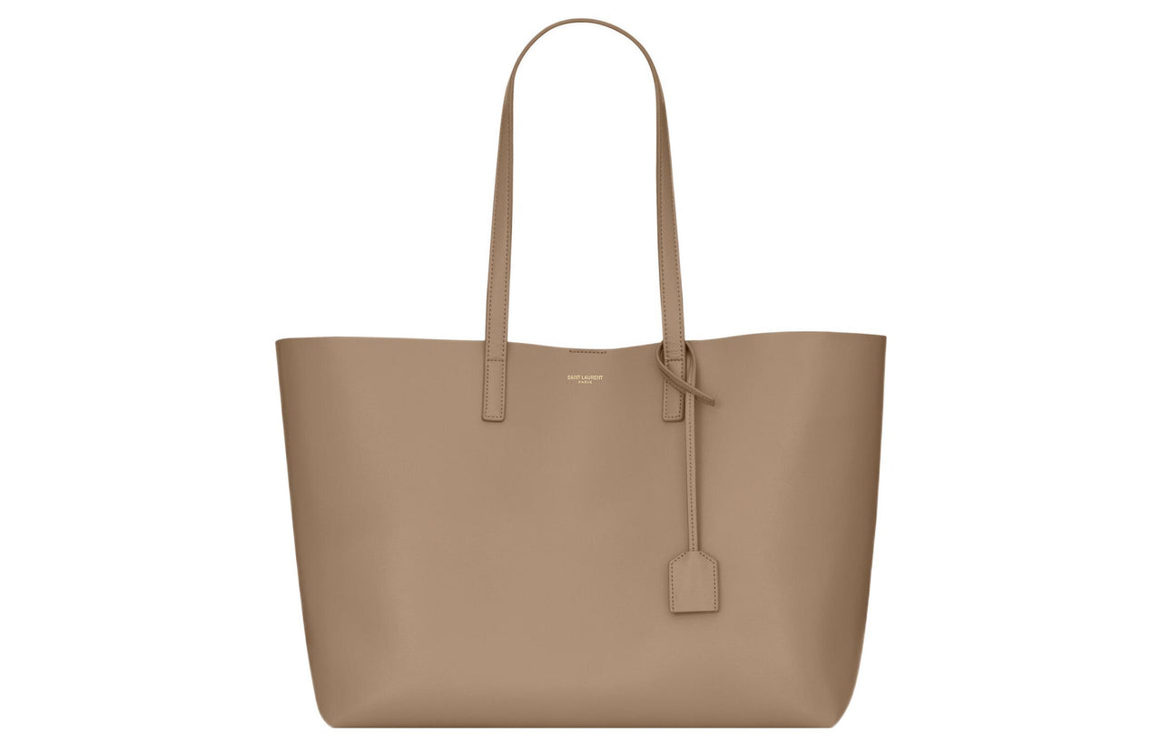 SAINT LAURENT Cow Leather Tote Bag, Shopping Bag, Handbag Regular Women's Taupe