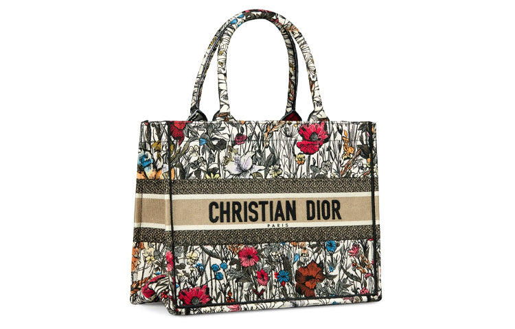 DIOR Canvas Canvas Bag Shoulder Bag Tote Bag Shopping Bag Handbag Small Size Women's Multicolor/Embroidery
