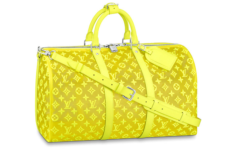 LOUIS VUITTON Keepall Bandouliere Monogram Mesh 50 Yellow