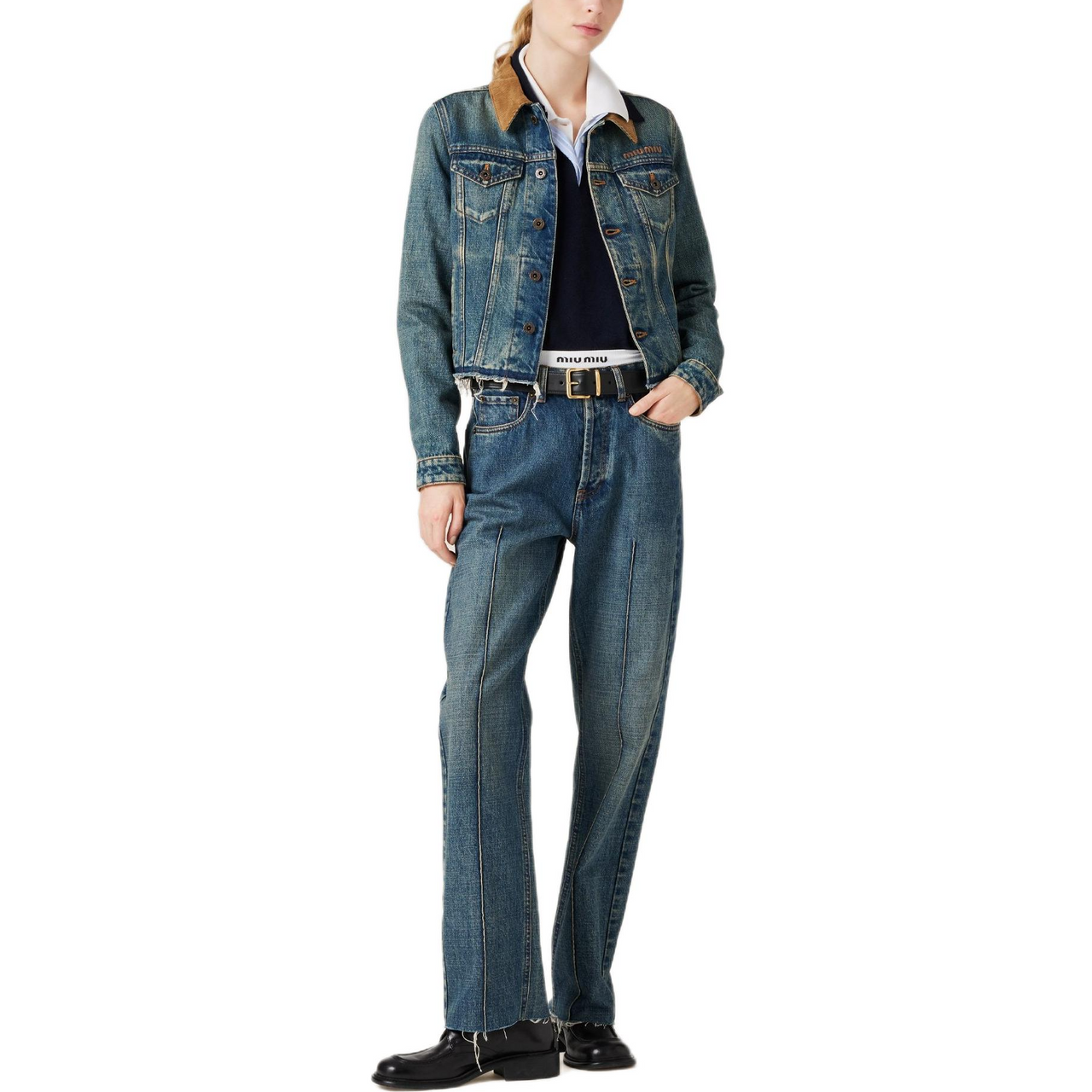 MIU MIU SS25 Denim Jacket Women's Blue