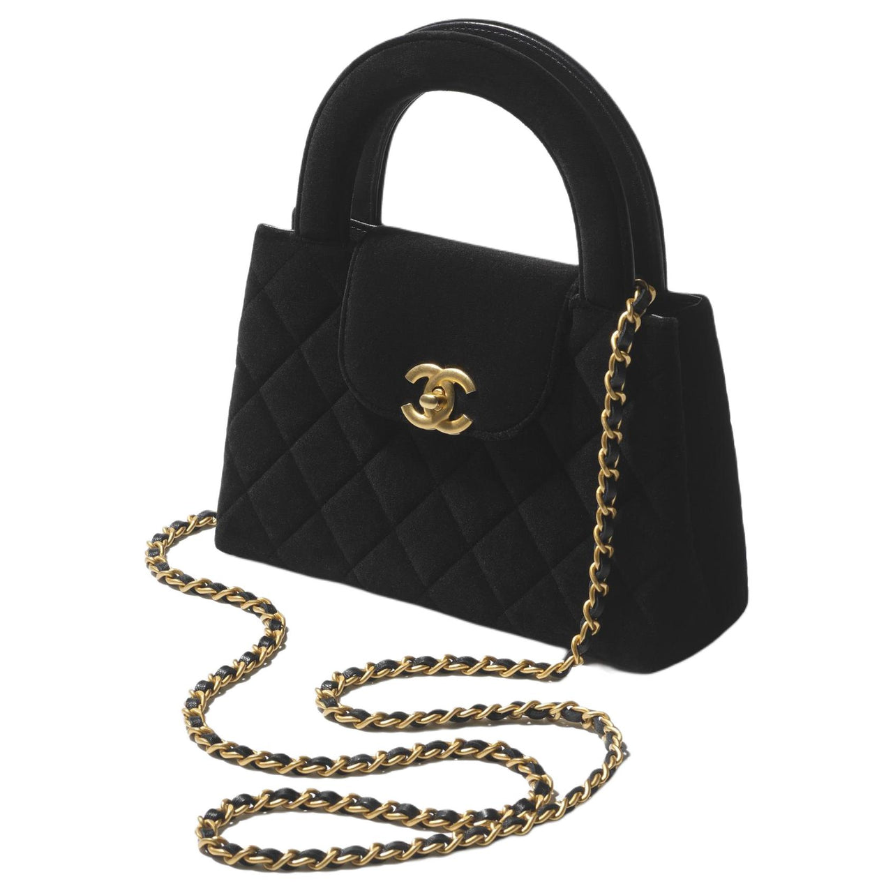 CHANEL Velour Shoulder Bag Crossbody Bag Handbag Mini Women's Black