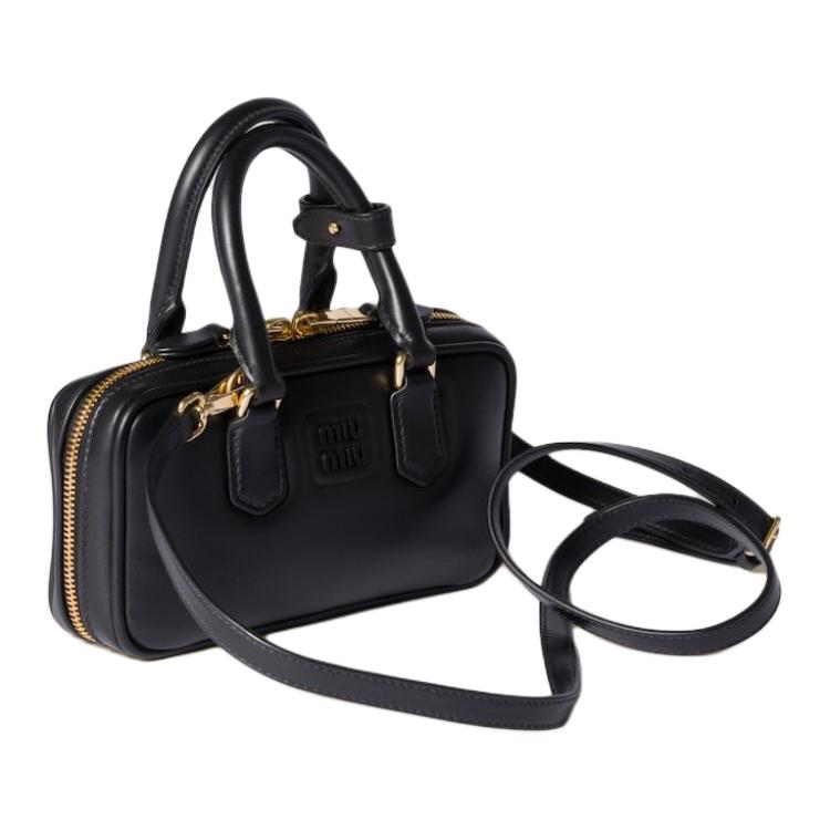 MIU MIU Arcadie Leather Mini Shoulder Bag Tote Bag Women's Black