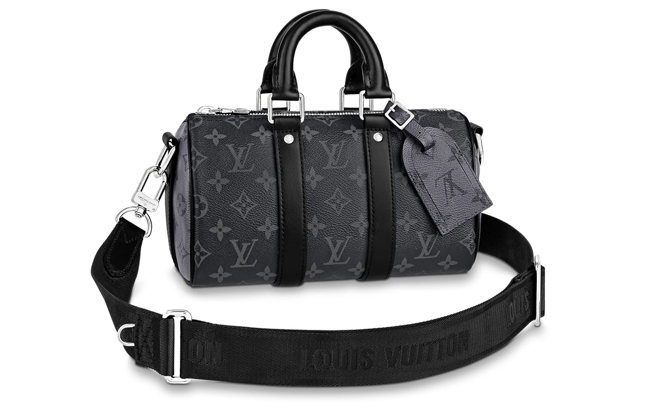LOUIS VUITTON Keepall Coated Canvas With Leather Trim Handbag Shoulder Bag Crossbody Bag Regular Men's Black/Gray