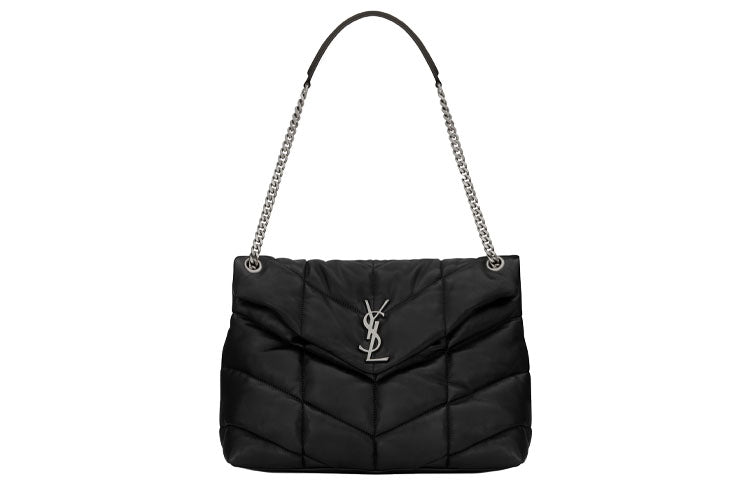 SAINT LAURENT LOULOUPUFFER Sheepskin Cloud Bag Pillow Bag Crossbody Bag Shoulder Bag Women's Black