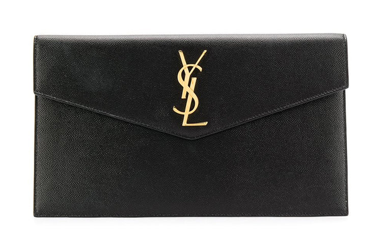 SAINT LAURENT Uptown Pouch Grain De Poudre Embossed Black