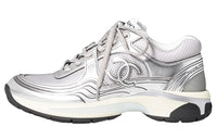 CHANEL Low Top Casual Shoes Women's Silver Gray
