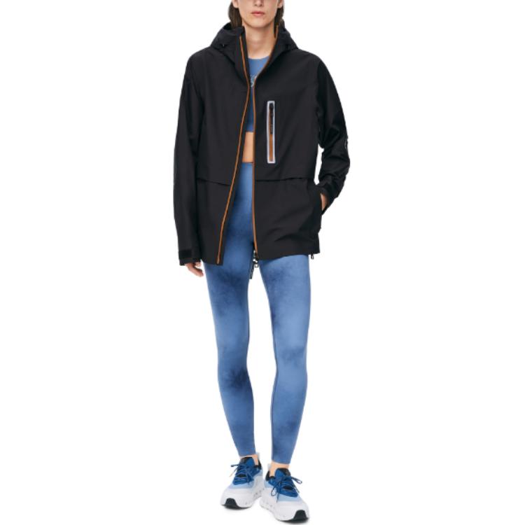LOEWE x On Solid Color Zip Closure Hooded Long-Sleeved Women's Black